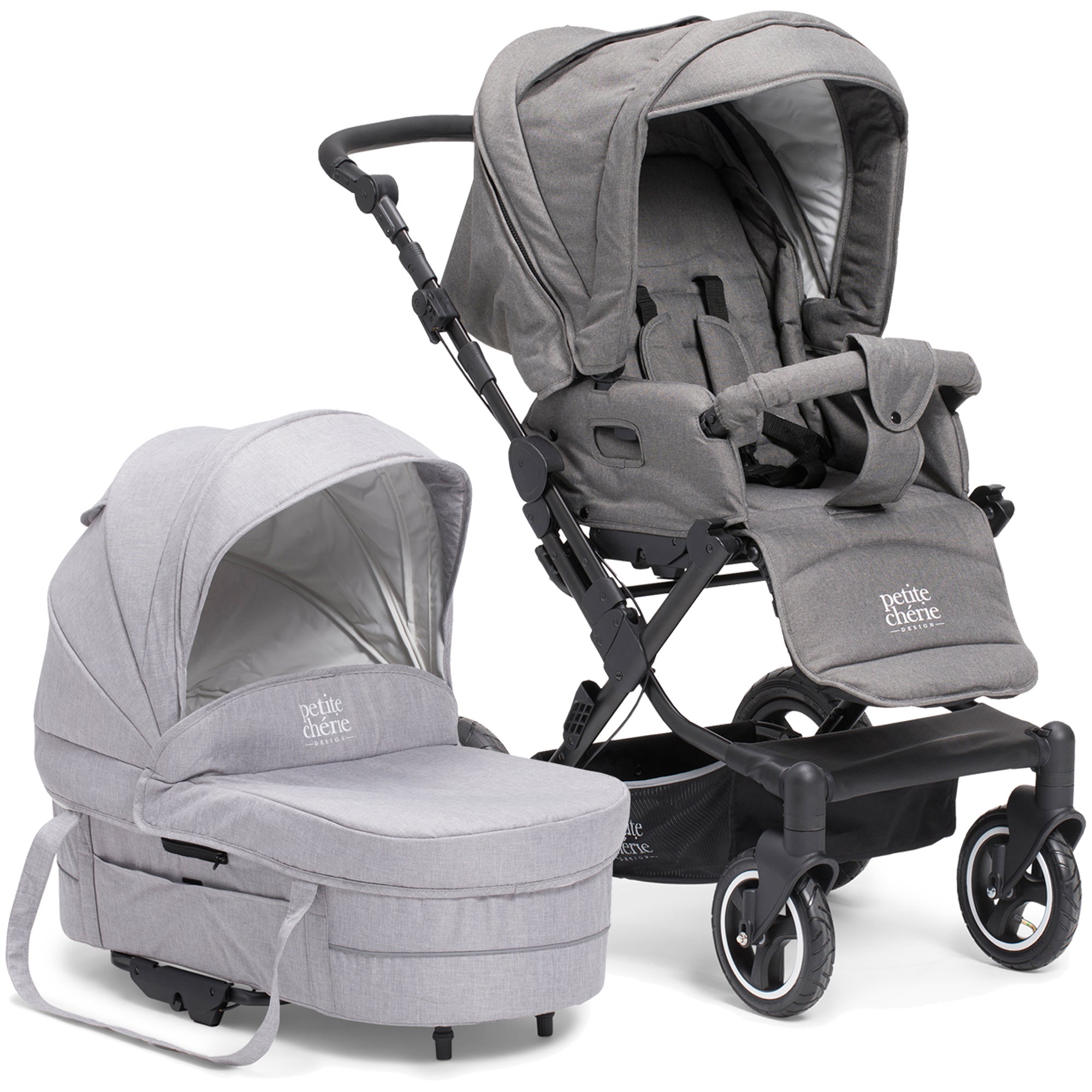 Petite Chérie Solide S Duovagn, Dark Grey Melange/ Light Grey