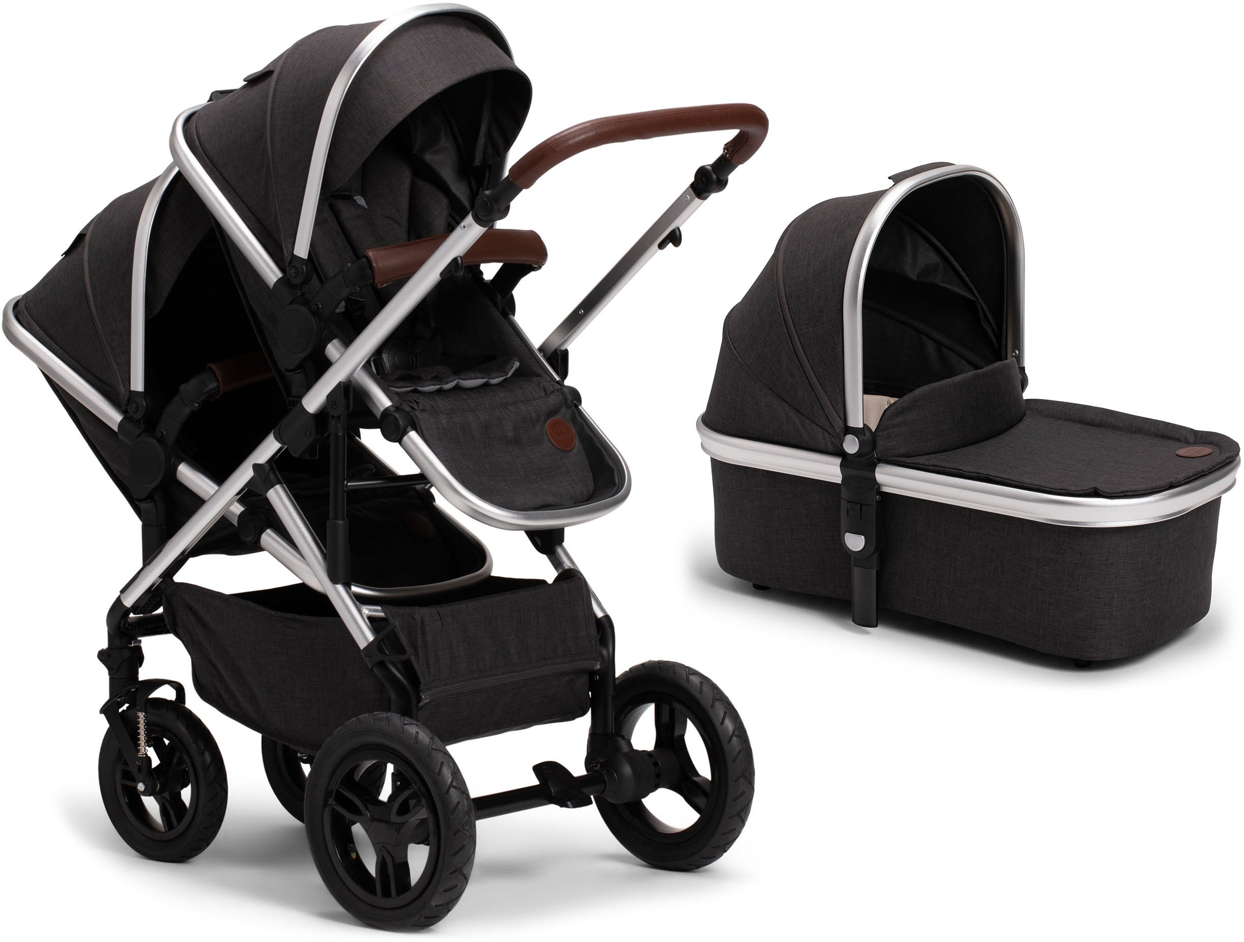 Petite Chérie Excellence 2 Syskonvagn, Black Melange + Liggdel