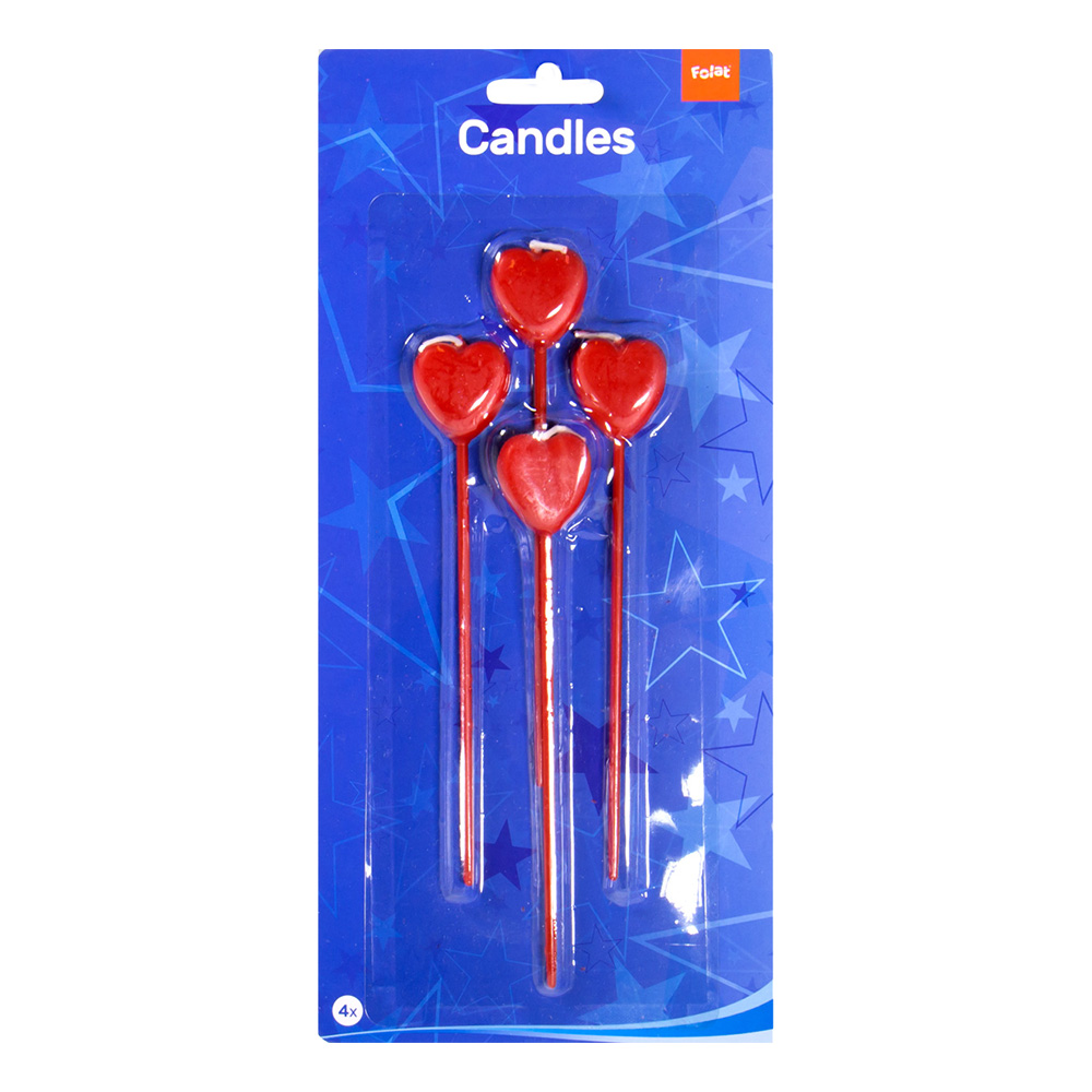 Tårtljus Hjärtan - 4-pack