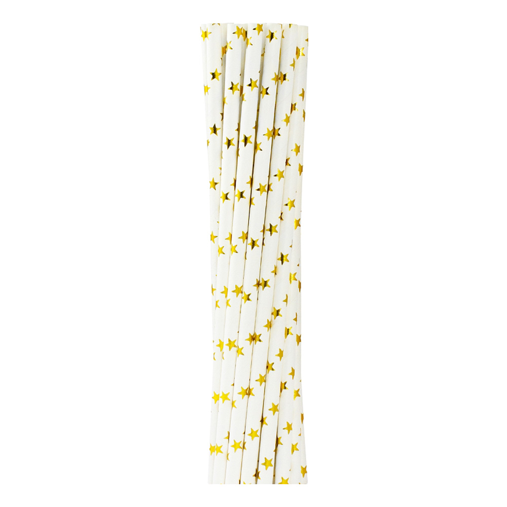 Papperssugrör Guld Stjärnor - 12-pack