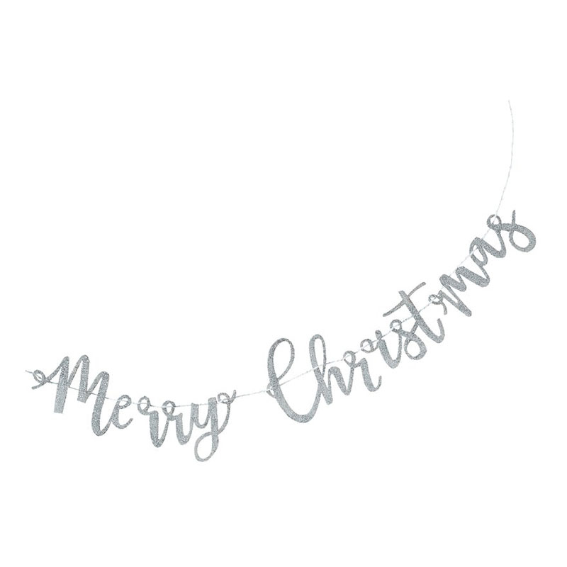 Girlang Merry Christmas Silver Glitter