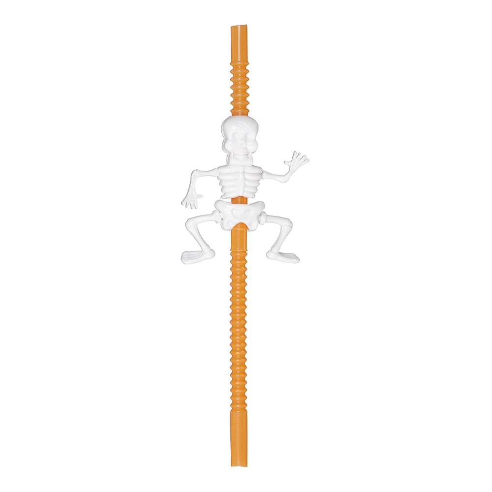 Sugrör Orange med Skelett - 10-pack