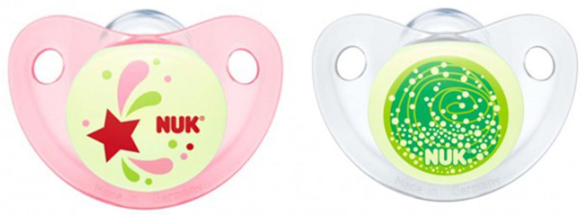 NUK Napp Night & Day Silikon Stl.1 Rosa/Grön