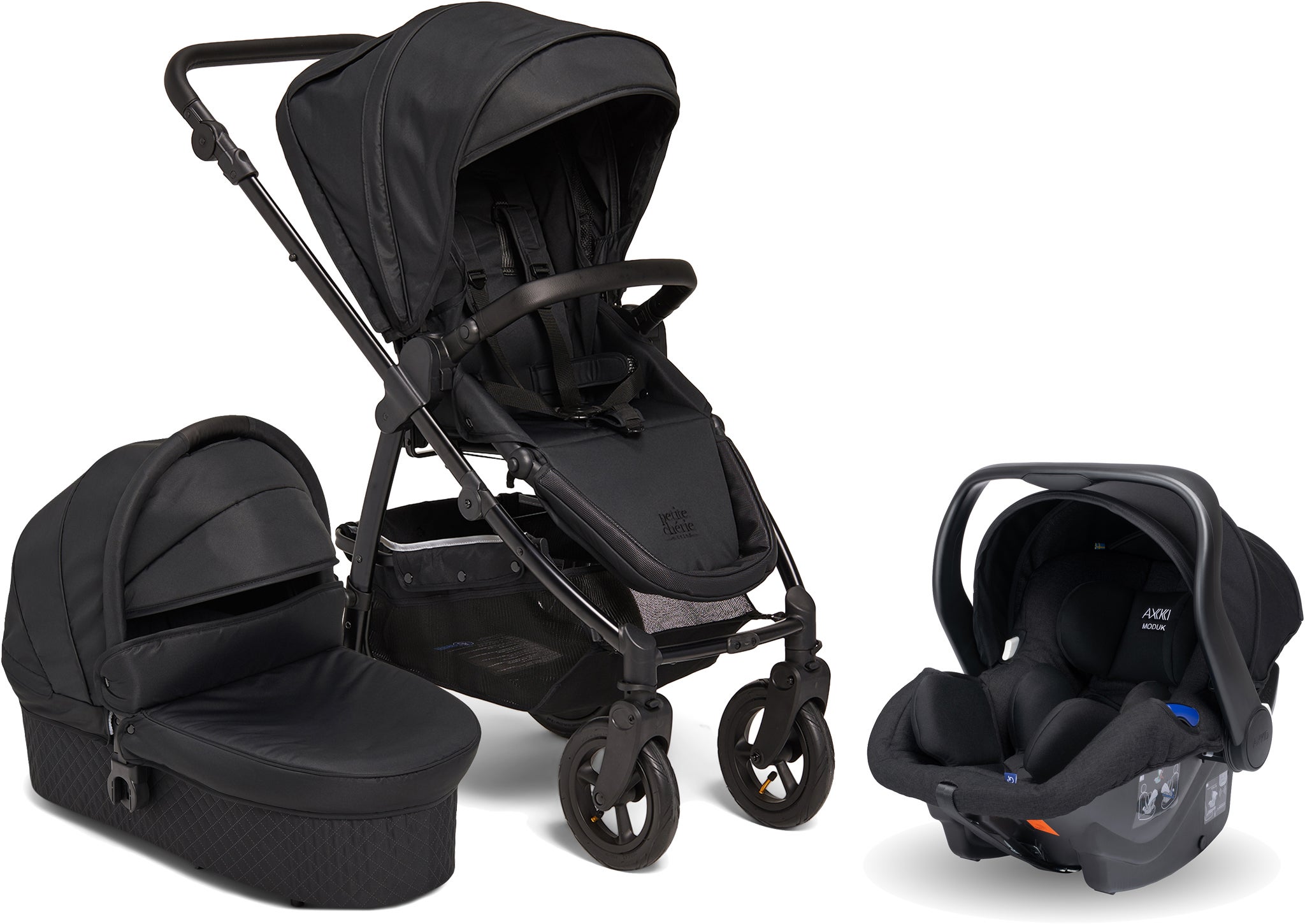 Petite Chérie Heritage 2 Duovagn Inkl. Axkid Modukid Babyskydd, Black/Black