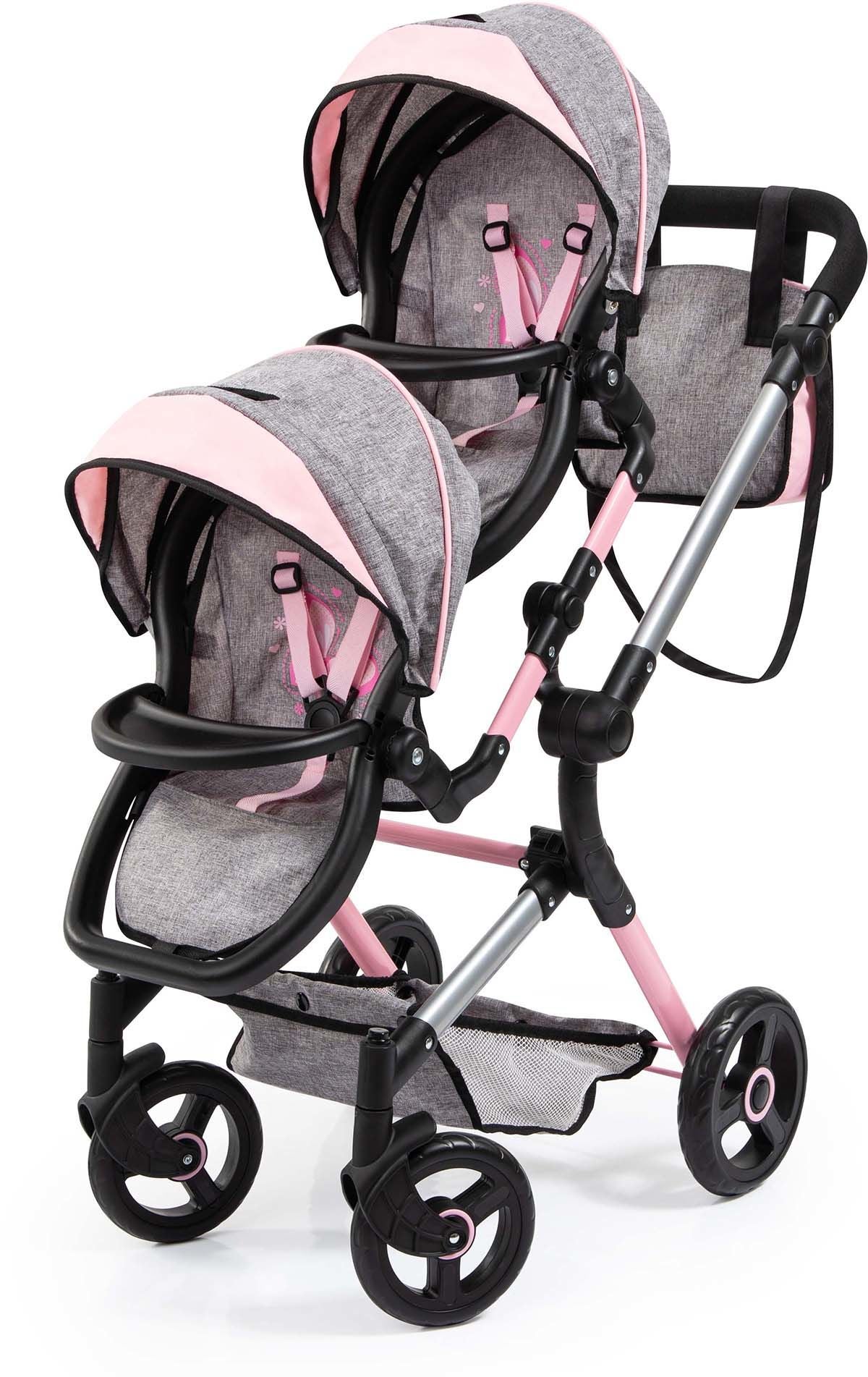 Bayer Design Dockvagn Tvillingvagn, Grå/Rosa