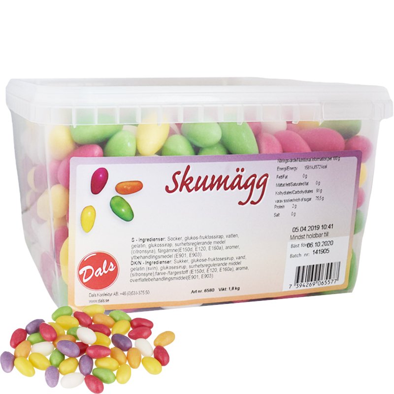 Hel Låda Godis Skumägg 1,8kg - 72% rabatt