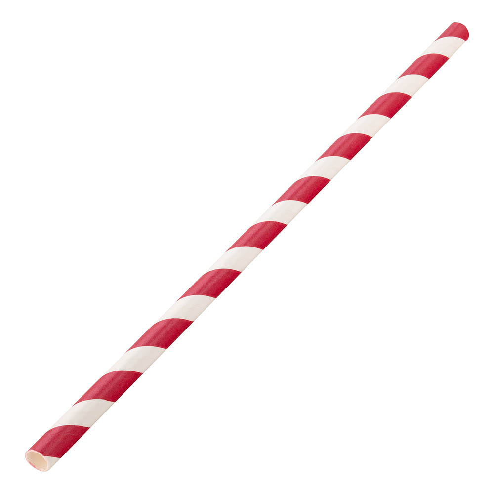 Biologiskt Nedbrytbara Papperssugrör Randiga Röd/Vit - 250-pack