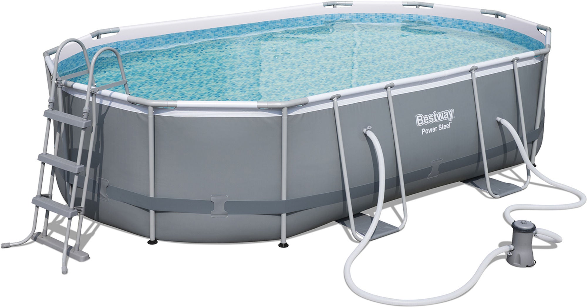 Bestway Power Steel Oval Pool m. Tillbehör 488 x 305