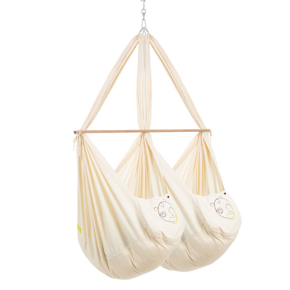 Nonomo® Hängvagga Tvilling m. Madrass Mikrofiber, Natur