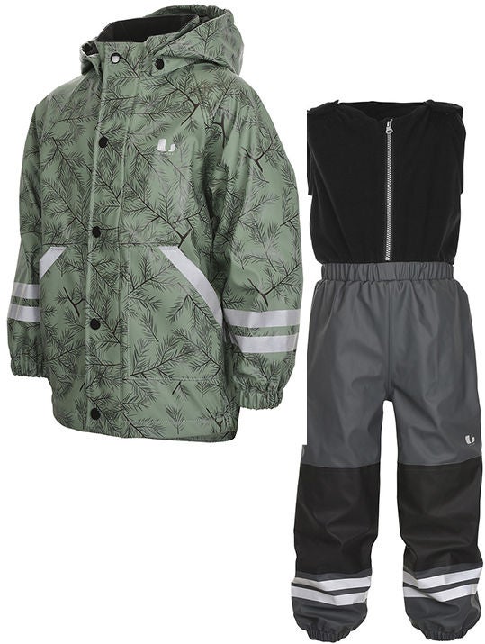 Lindberg Nordskog Fodrat Regnställ, Green, 80