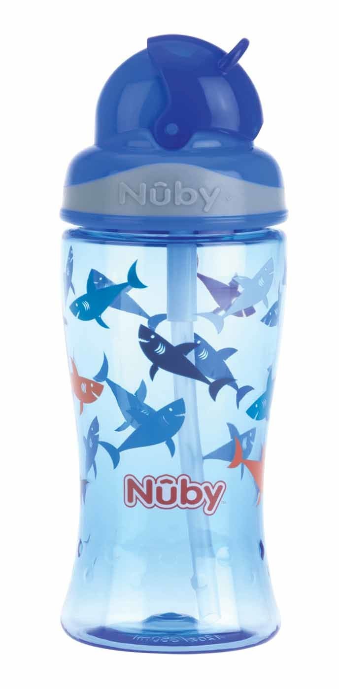 Nûby Dricksflaska med Sugrör 360 ml, Blå