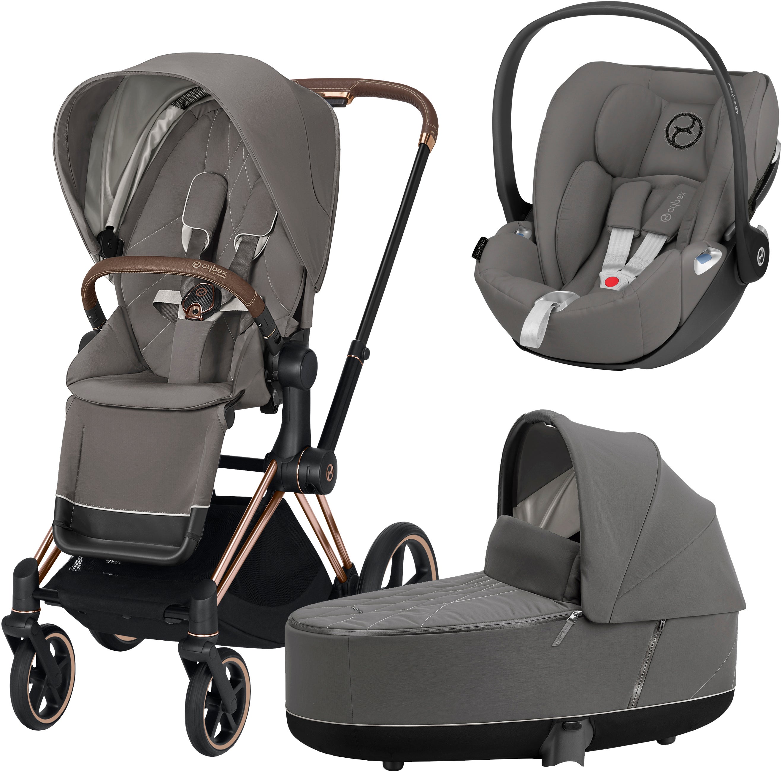 Cybex Priam Duovagn inkl. Babyskydd, Soho Grey/Rose Gold