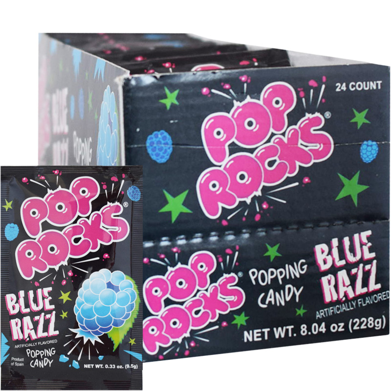Hel Låda Godis "Pop Rocks Blue Razz" 24 x 9,5g - 47% rabatt