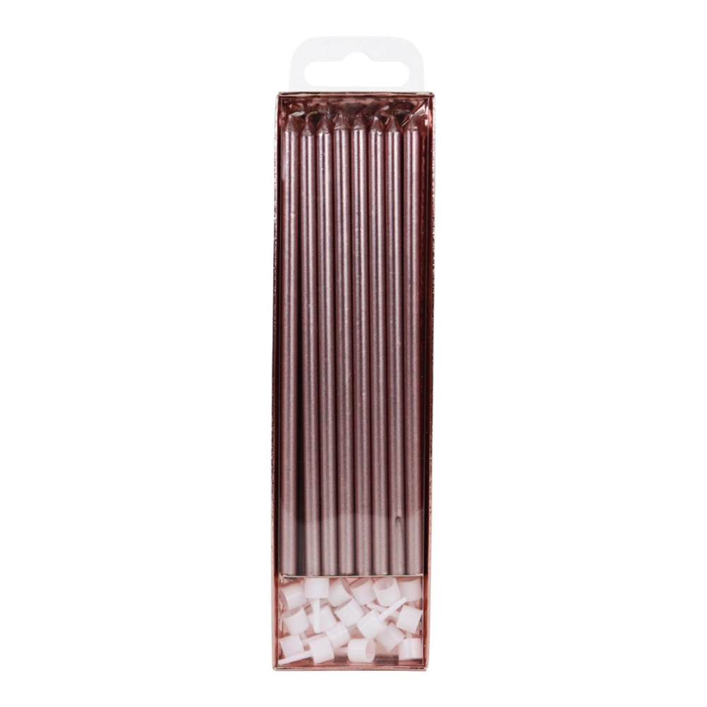 Extra Långa Tårtljus Roséguld - 16-pack