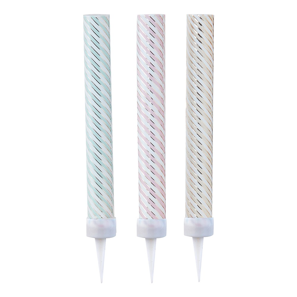 Isfacklor Pastell/Guld Randig Metallic - 3-pack