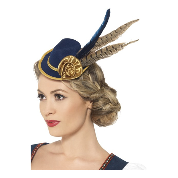 Autentisk Bavarian Oktoberfest Minihatt Blå - One size