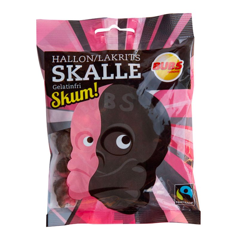 Hallonlakrits Skallar Skum i Påse - 1-pack