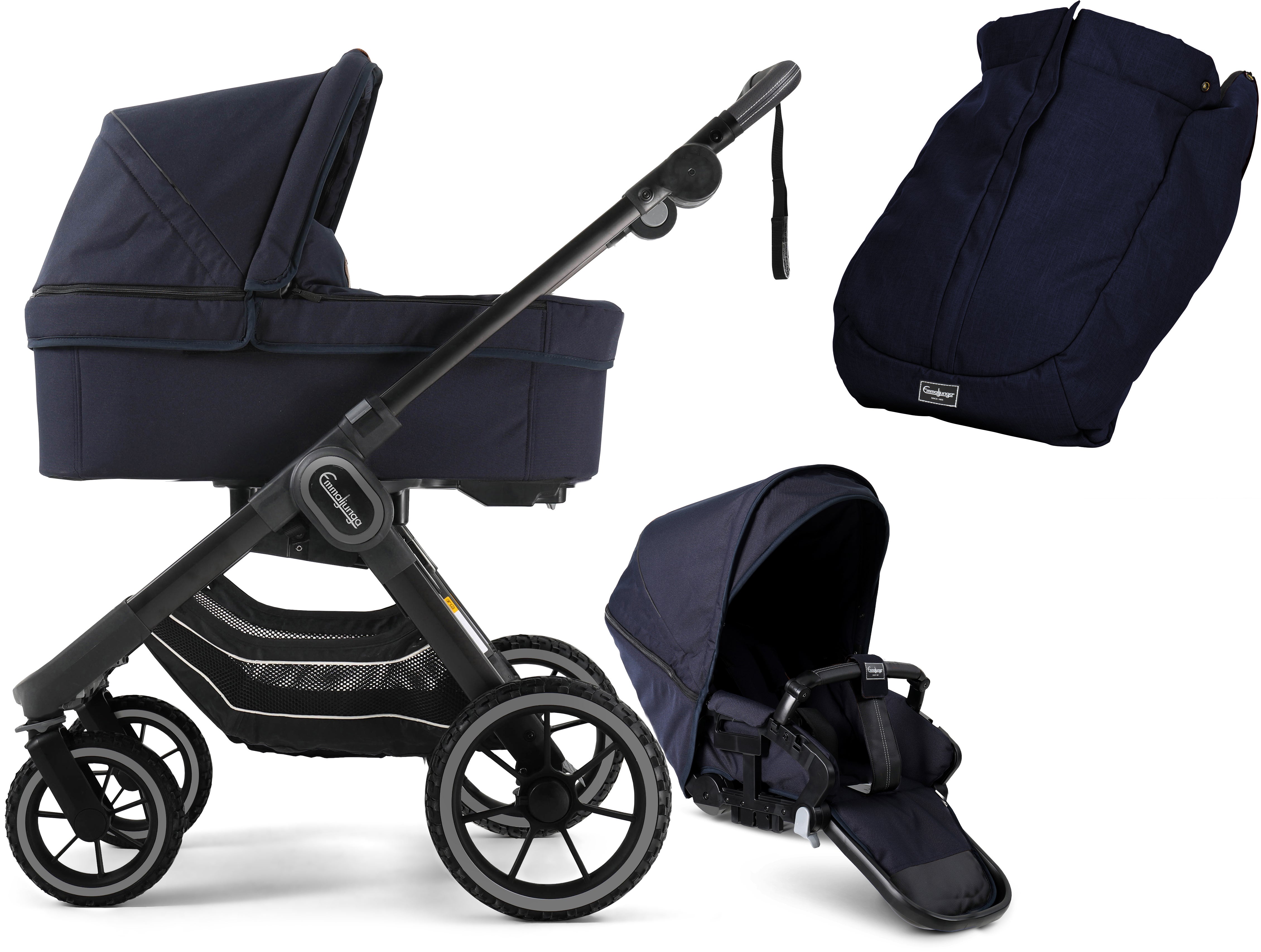 Emmaljunga NXT90 FLAT Special Edition Duovagn 2021 inkl. Fotsack, Outdoor Navy