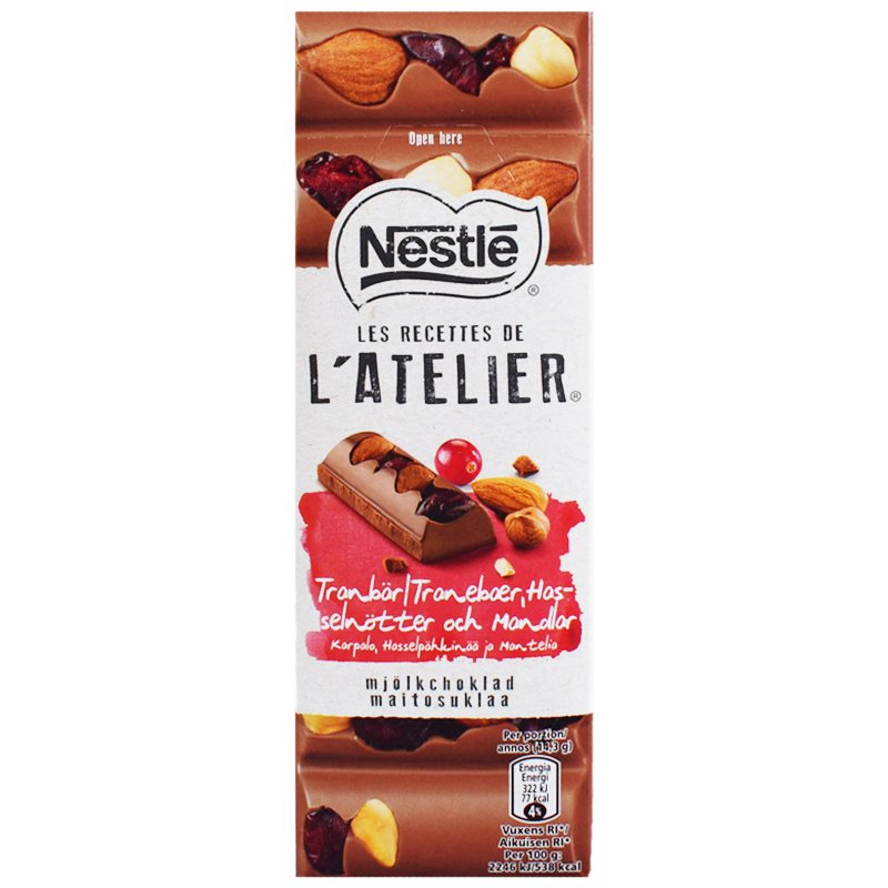 Mjölkchoklad "Tranbär, Hasselnöt & Mandel" 100g - 80% rabatt