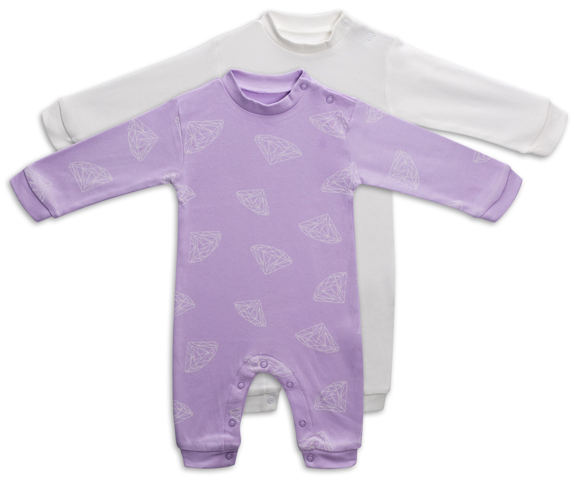 Tiny Treasure Maxime Jumpsuit 2-pack, Orchid Bloom/Diamonds 56