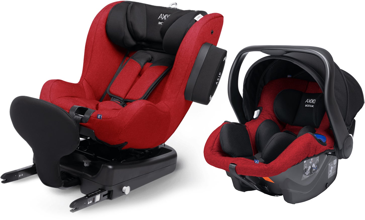 Axkid Modukid Seat Bilbarnstol, Red + Infant Babyskydd Inkl. Bas