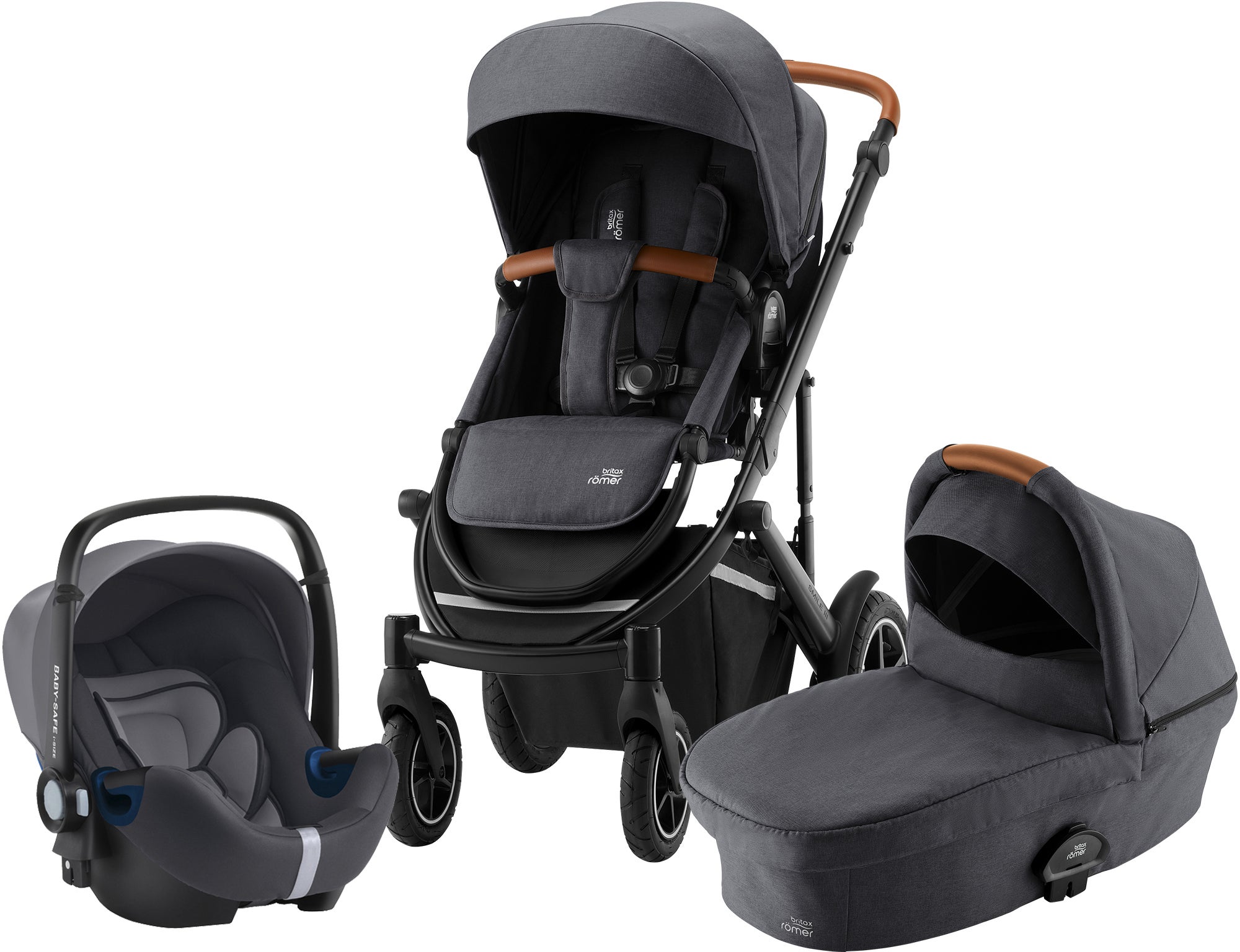 Britax Römer Smile 3 Duovagn Inkl BABY-SAFE 2 i-SIZE Babyskydd, Midnight Grey
