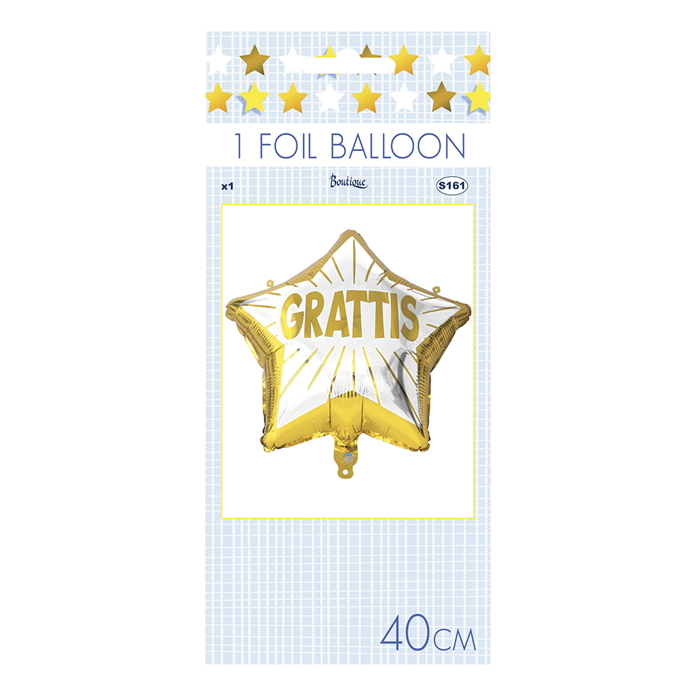 Folieballong Grattis Stjärna Guld/Vit - 1-pack