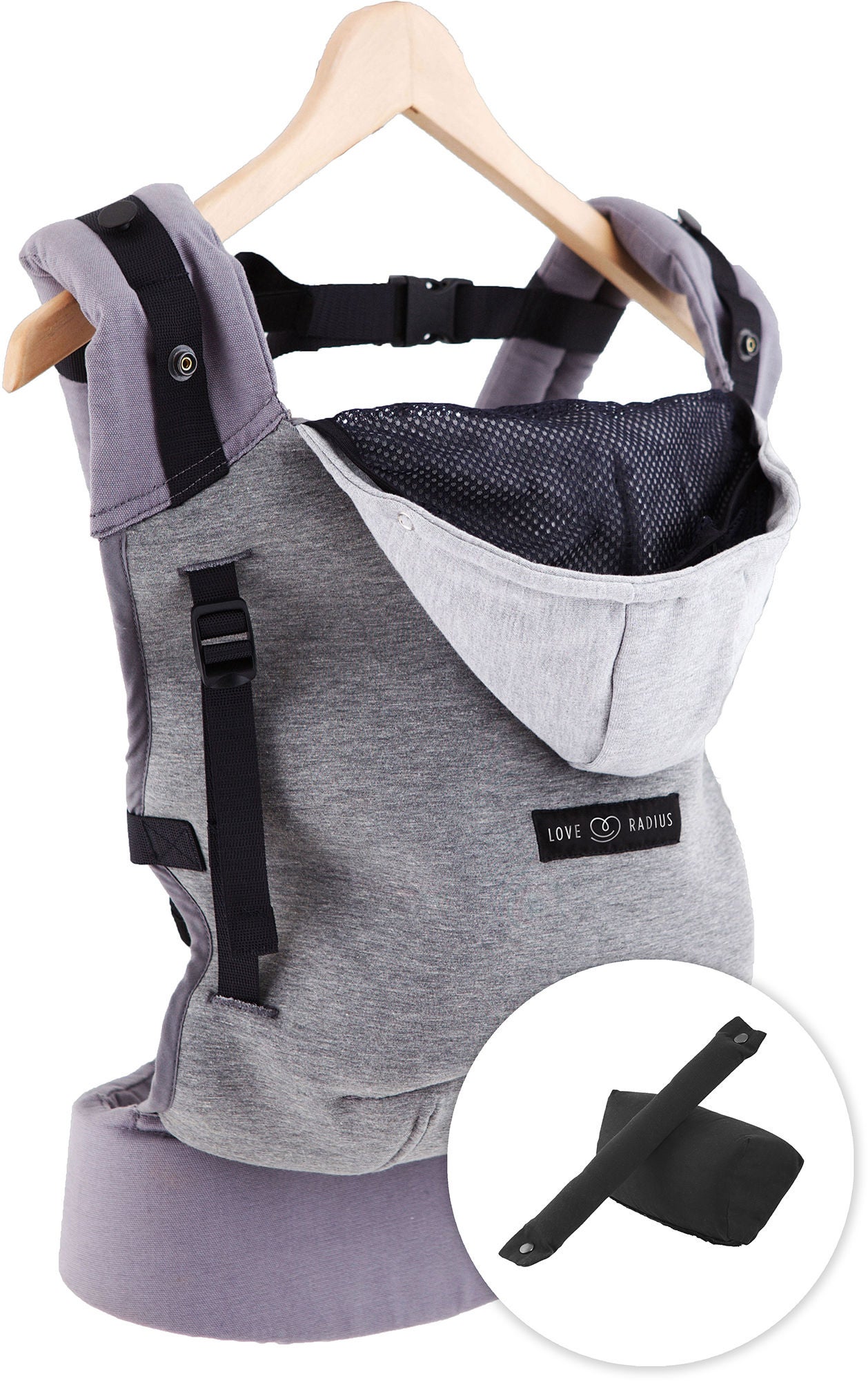 Love Radius HoodieCarrier inkl. Spädbarnsinlägg, Flannel Grey