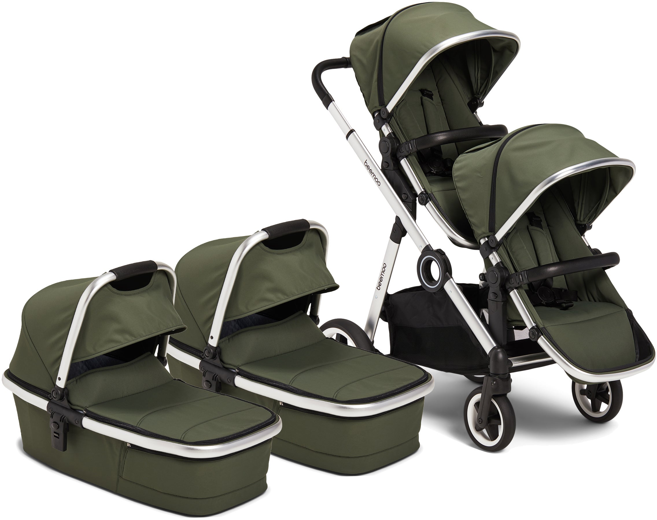 Beemoo Pro Multi Tvillingvagn inkl. Liggdel, Cilantro Green