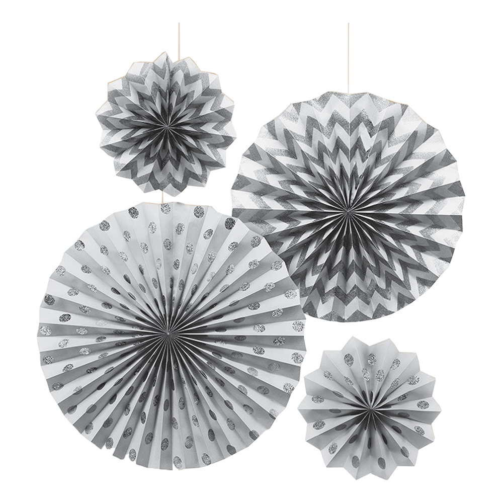 Pappersfjädrar Silver Glitter - 4-pack