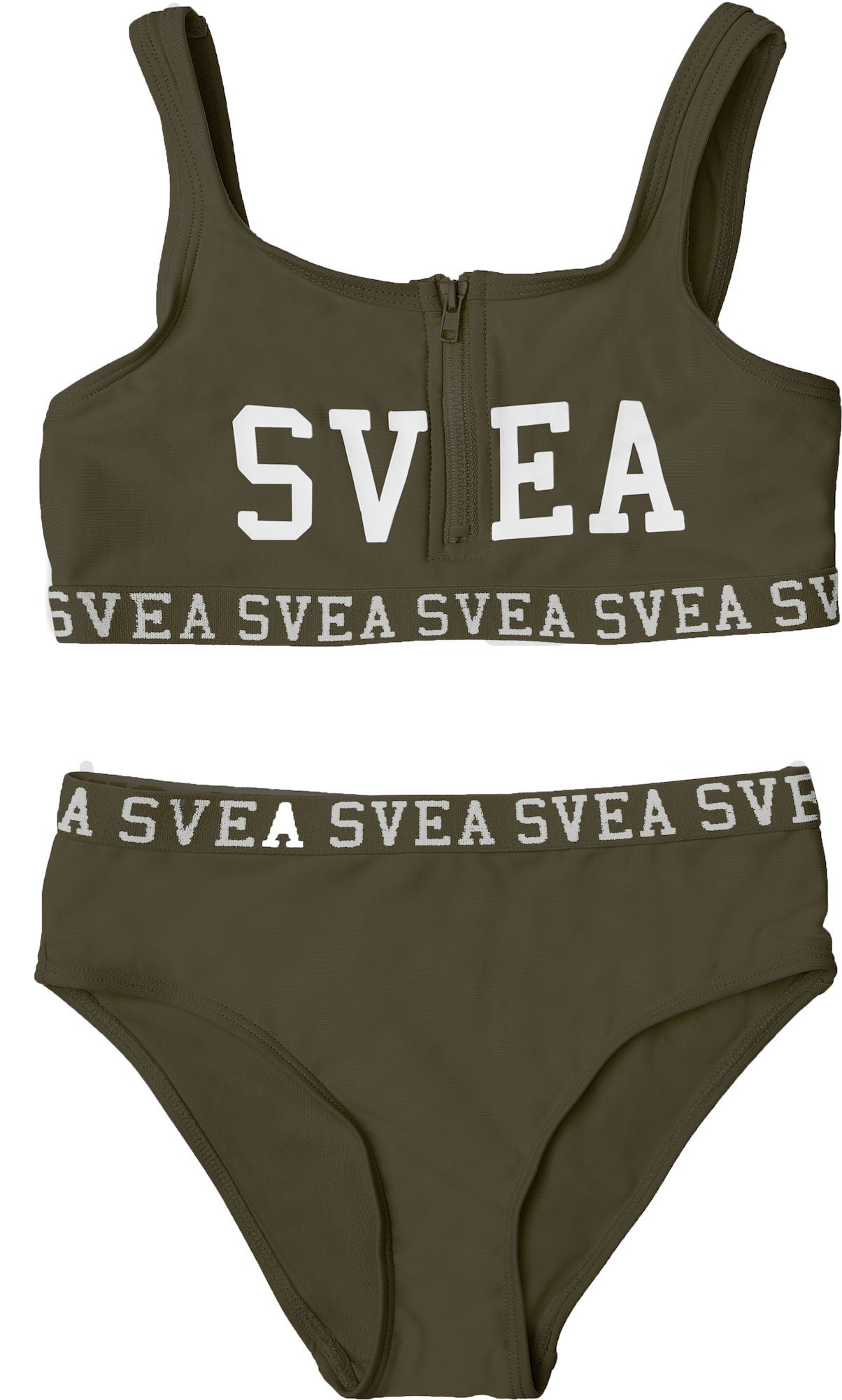 Svea Sportig Bikini Med Dragkedja, Army Green, 110