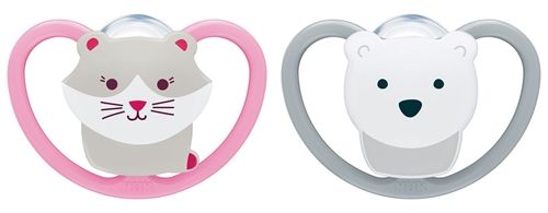 NUK Space 18-36 Månader Napp 2-pack, Katt/Isbjörn