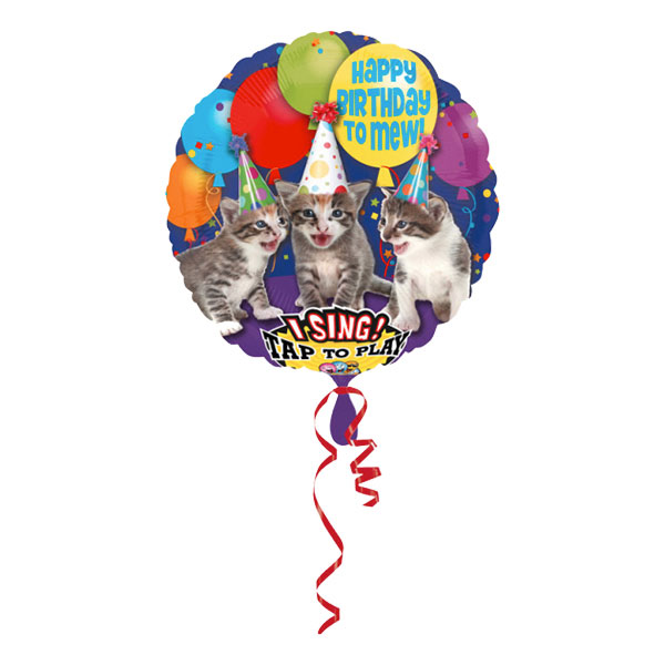 Sjungande Folieballong Happy Birthday Katter
