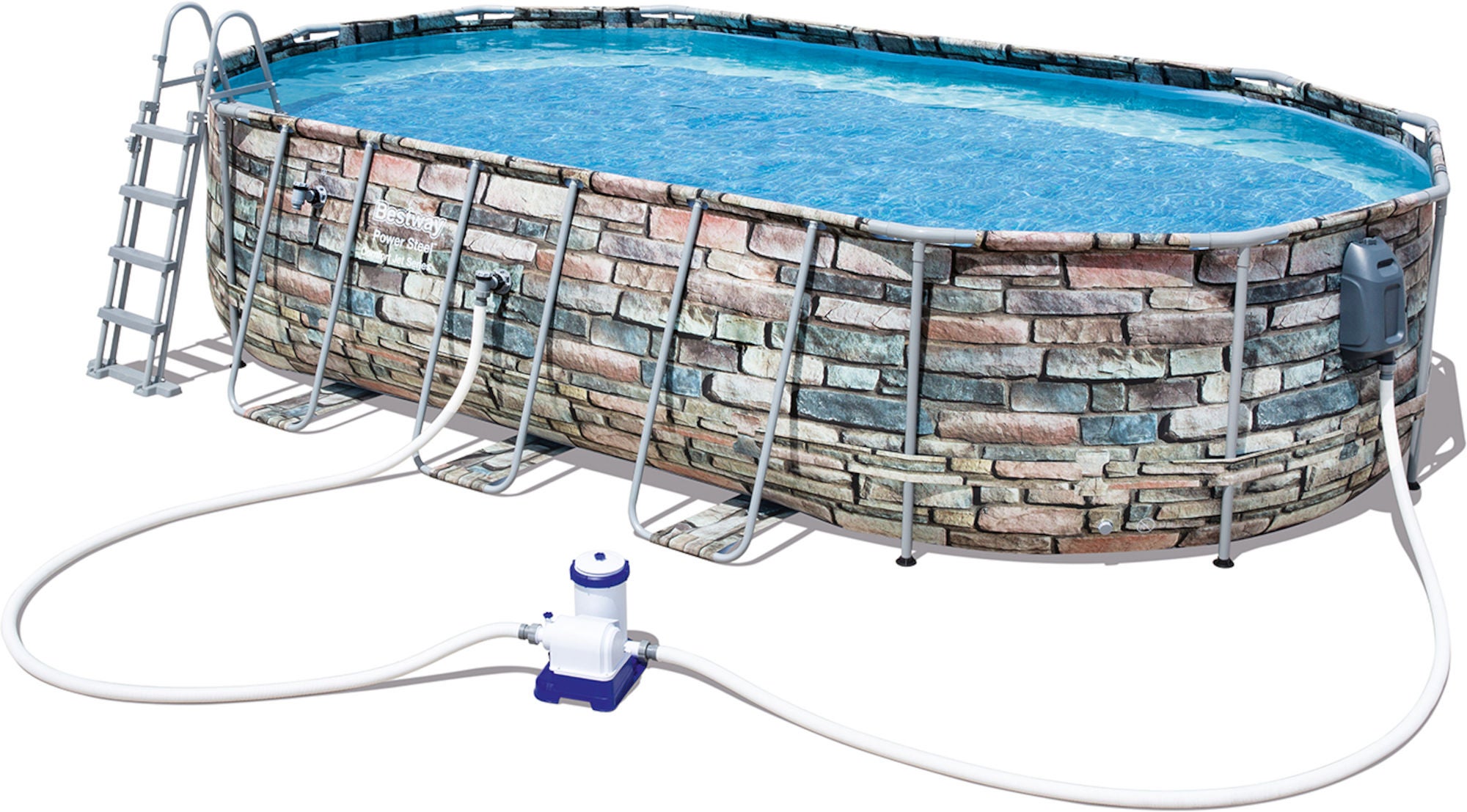 Bestway Power Steel Comfort Jet Series Oval Pool m. Tillbehör 610 x 366