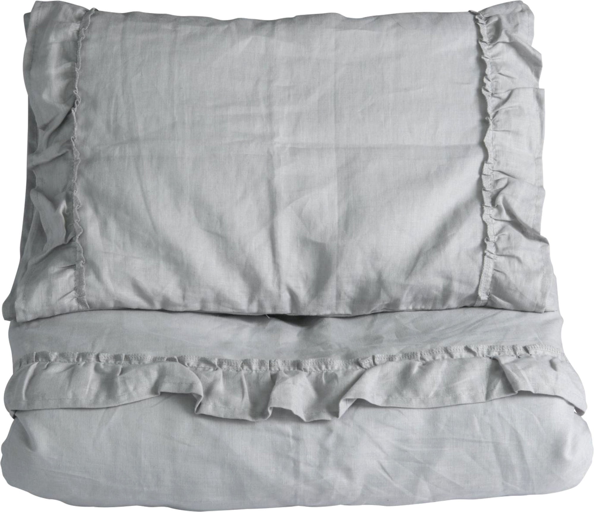 NG Baby Påslakanset 80x70 Mood Ruffles, Light Grey