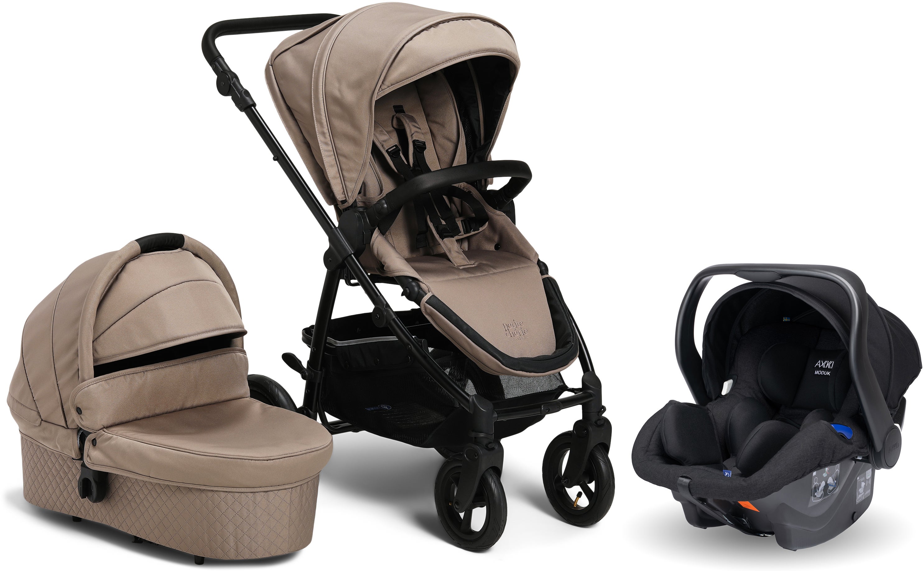 Petite Chérie Heritage 2 Duovagn inkl. Axkid Modukid, Desert Taupe/Black