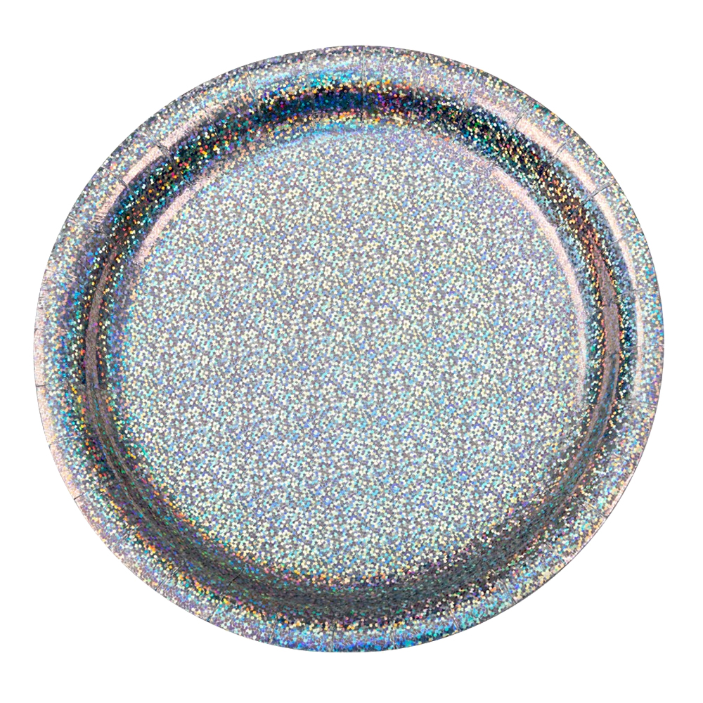 Papperstallrikar Holografiska Silver - 8-pack
