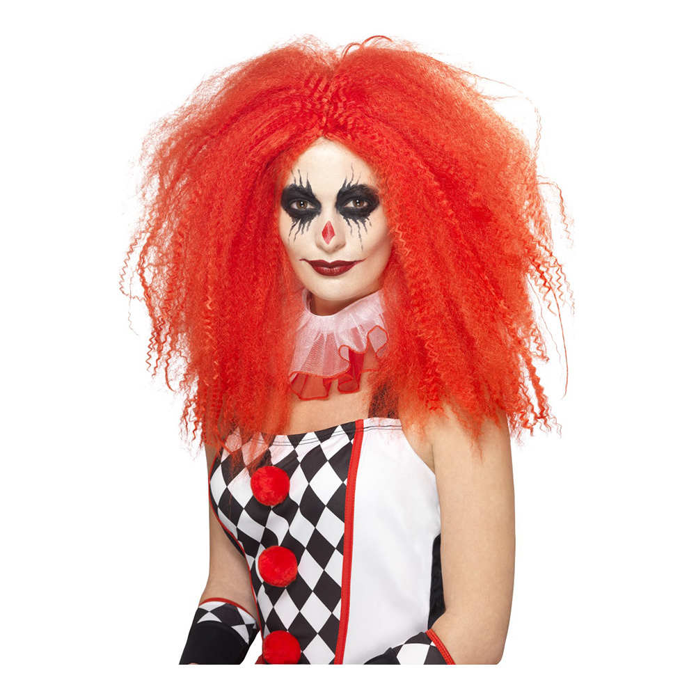 Långhårig Clown Röd Peruk - One size
