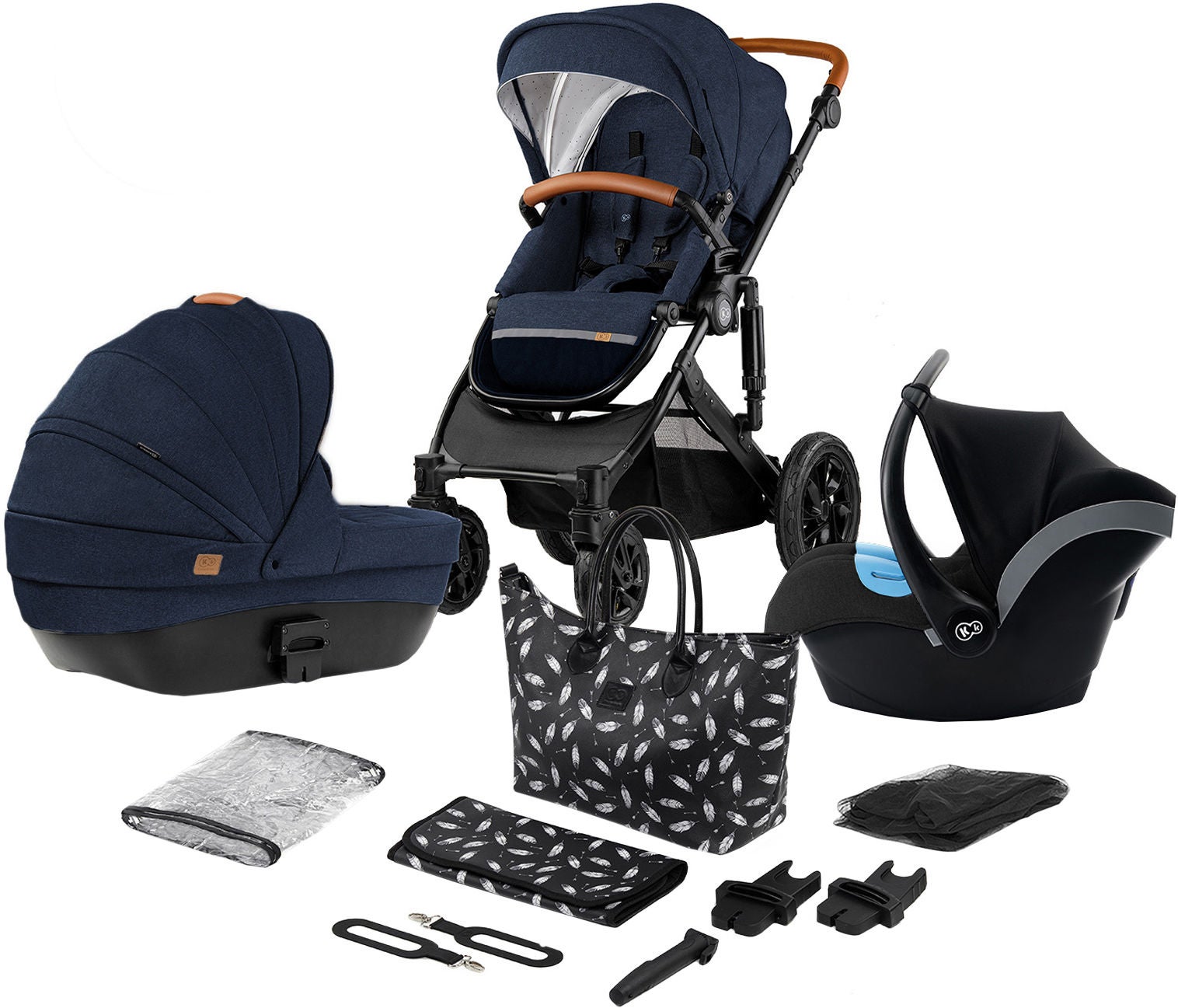Kinderkraft PRIME 2020 Duovagn 3-in-1 inkl. Tillbehör, Deep Navy