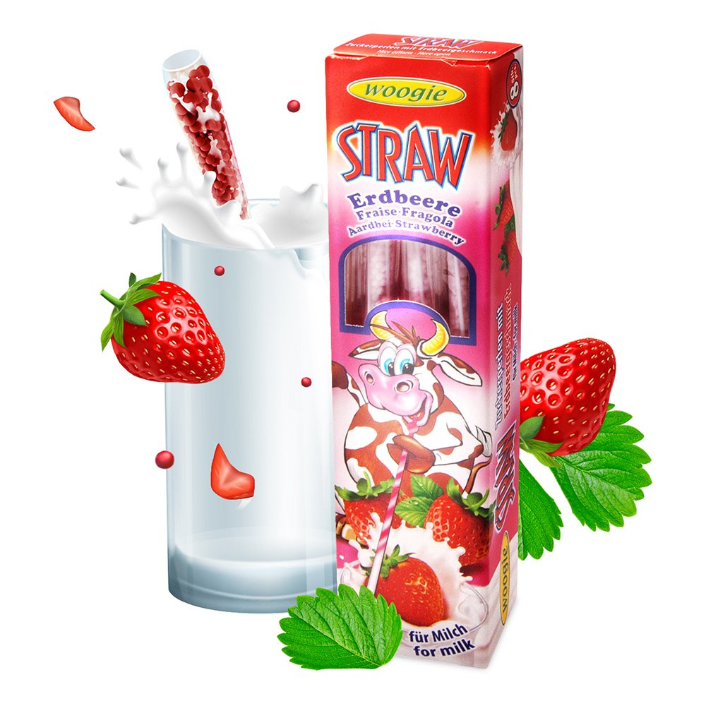 Sugrör med Smak - Jordgubbe