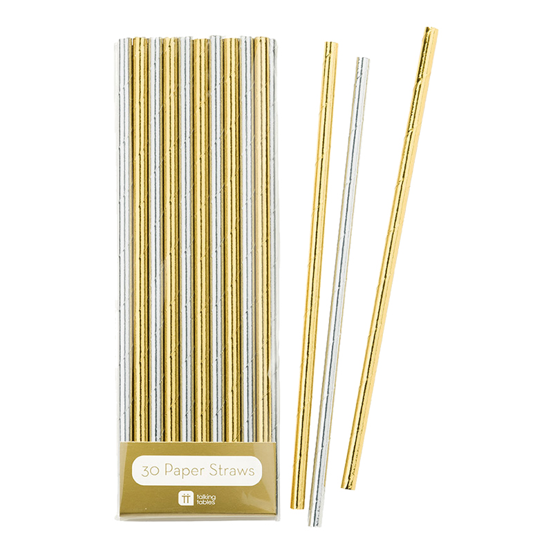 Sugrör Metallic Guld & Silver - 30-pack