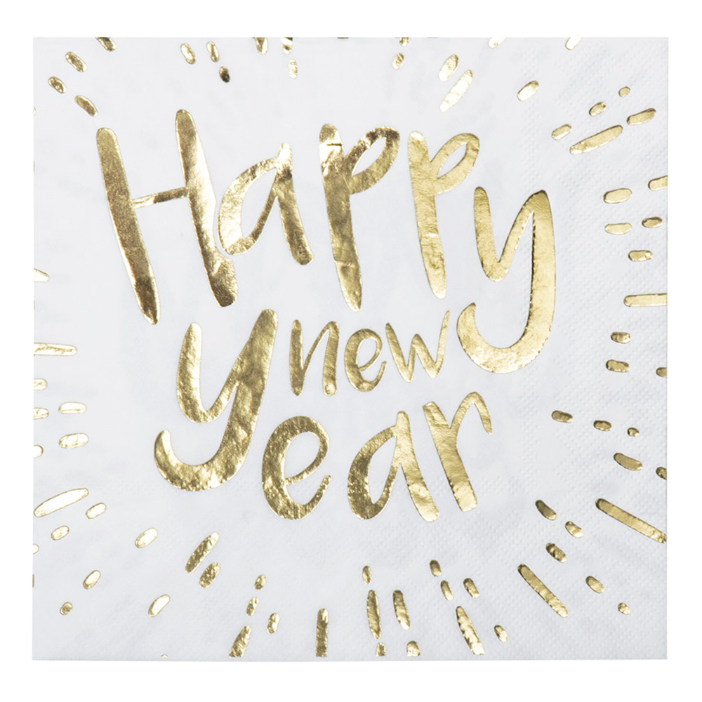 Servetter Happy New Year Guldmetallic - 12-pack