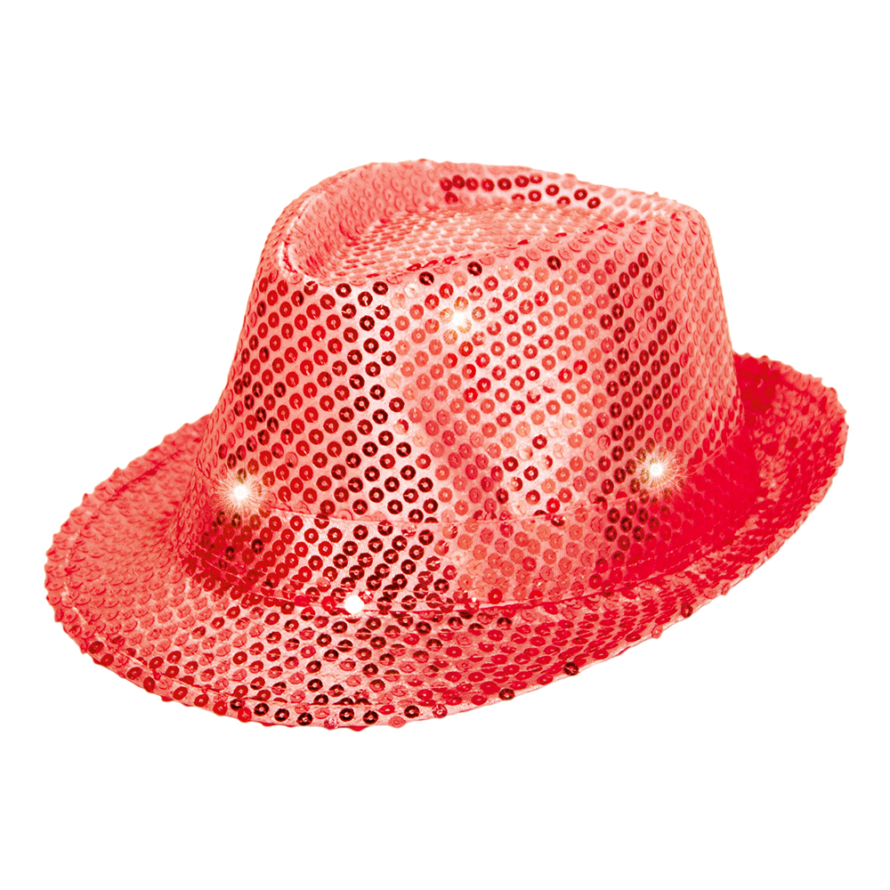 Trilby Paljetthatt Röd LED