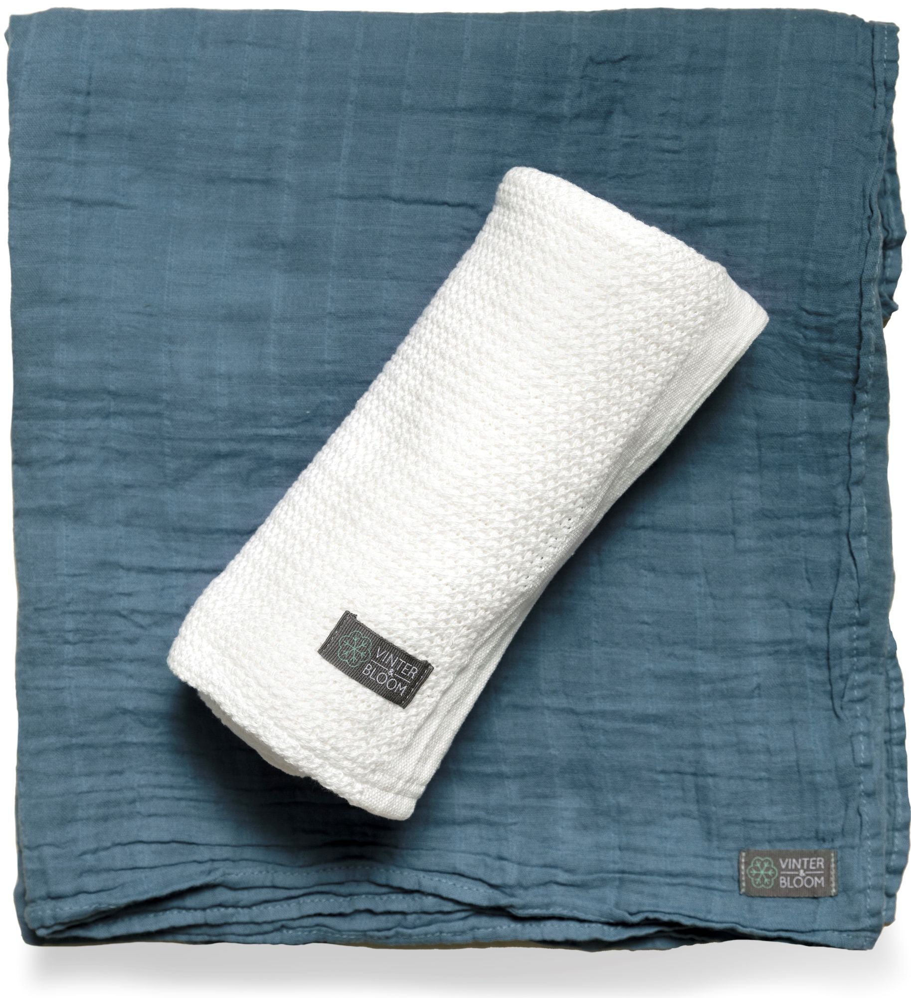Vinter & Bloom Soft Grid + Filt EKO, Vit/Blå