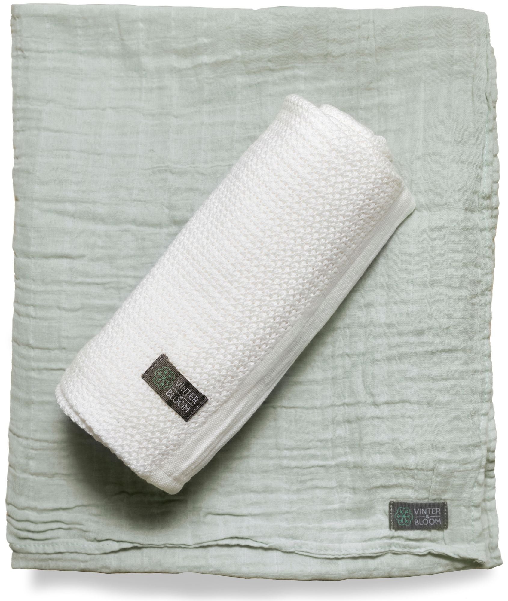 Vinter & Bloom Soft Grid + Filt EKO, Vit/Grön