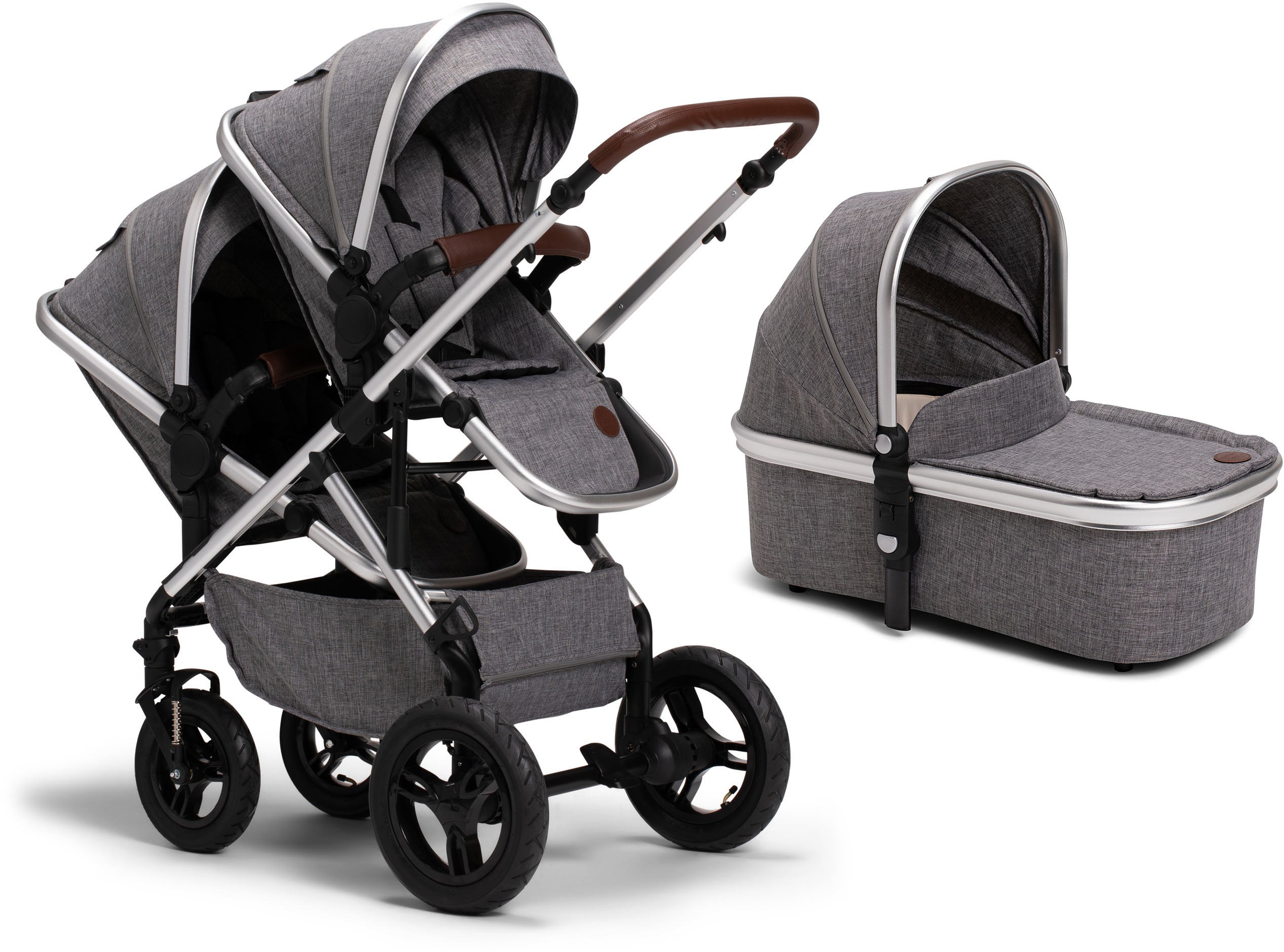 Petite Chérie Excellence 2 Syskonvagn, Grey Melange + Liggdel
