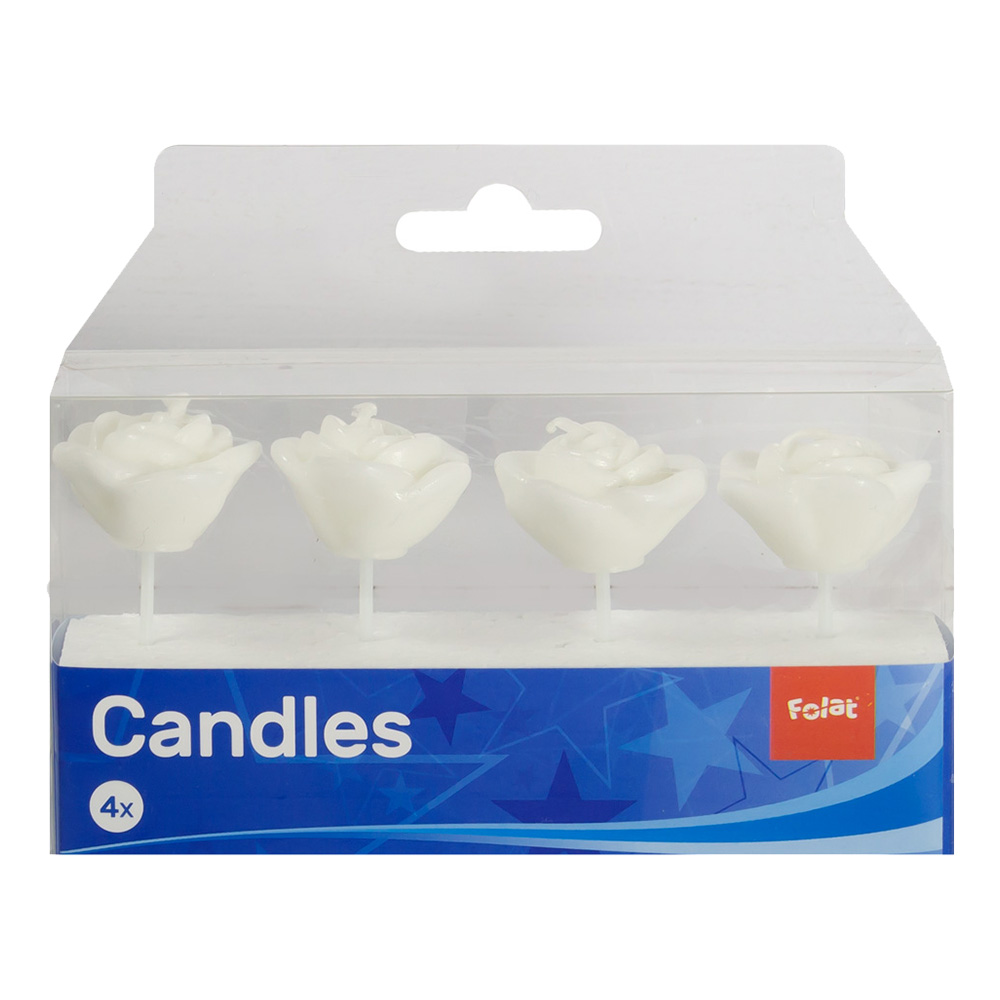 Tårtljus Rosor Vita - 4-pack