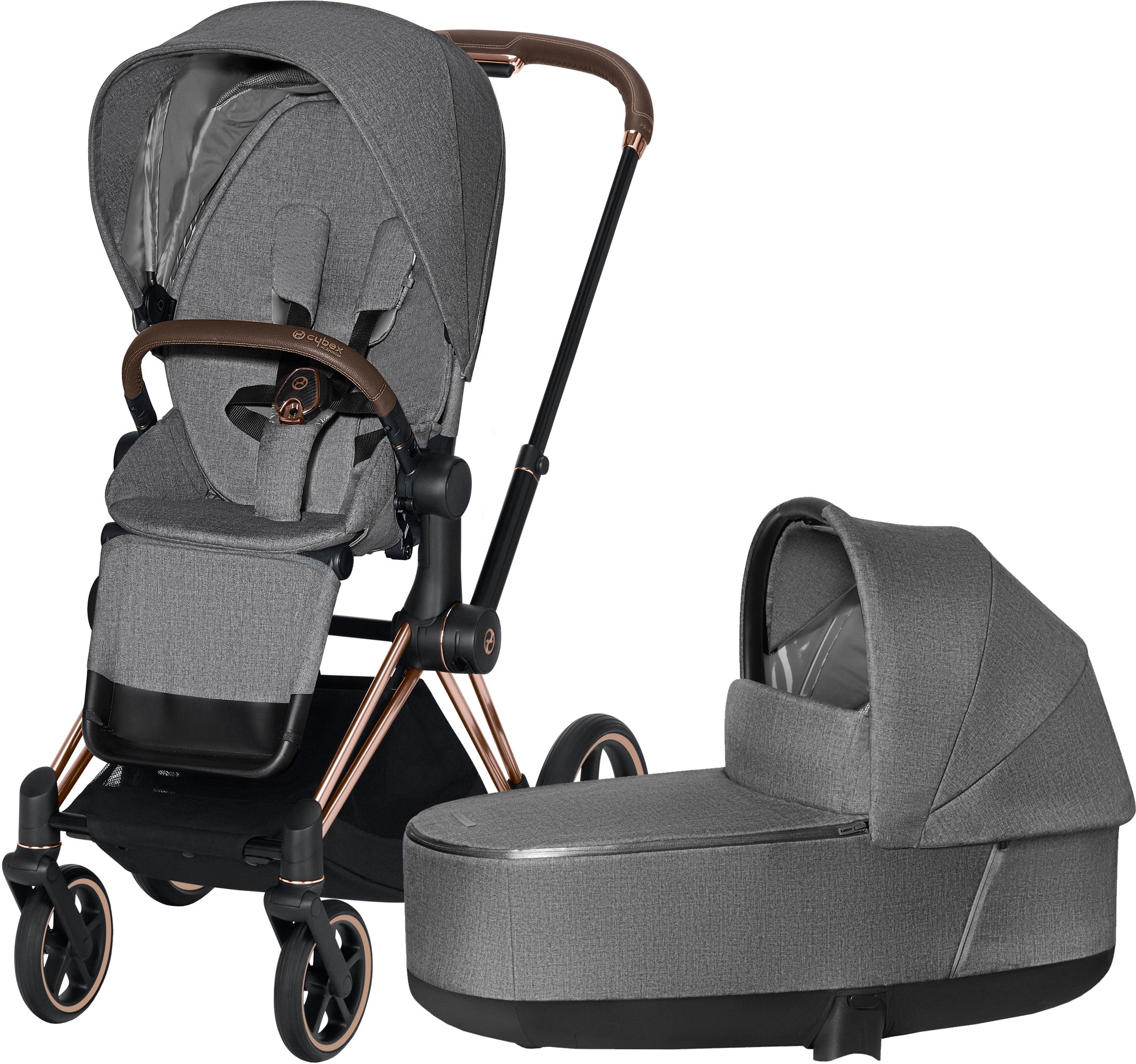 Cybex Priam Plus Duovagn, Manhattan Grey/Rose Gold