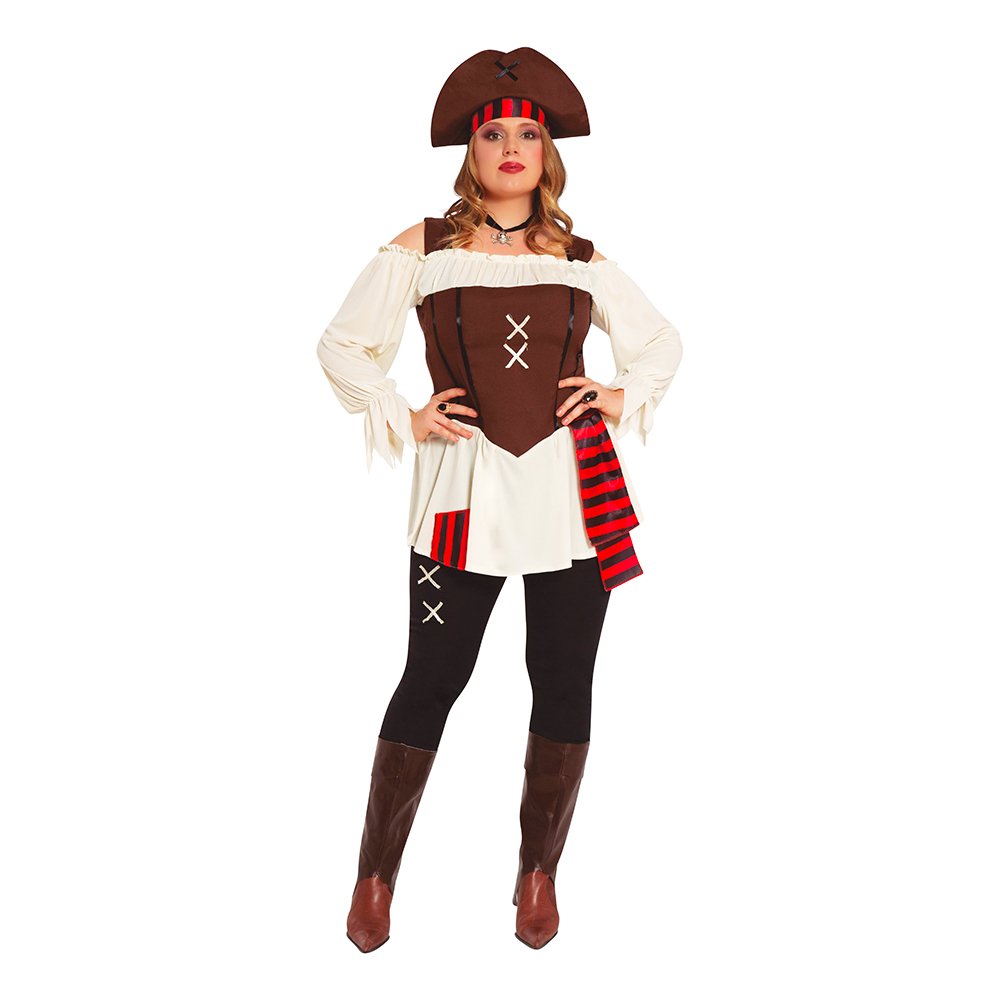 De Sju Haven Pirat Dam Plus-size Maskeraddräkt - Plus-size