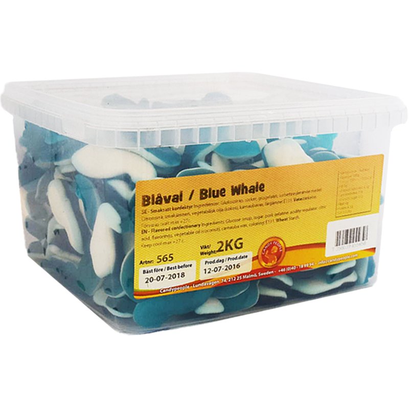 Hel Låda Godis "Blåvalar" 2kg - 62% rabatt